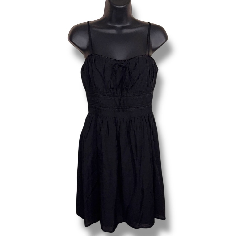 New Medium Forever 21 Black Sleeveless Peasant Dress Lace Trim Goth Short Length